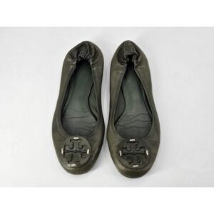 TORY BURCH Minnie Women's‎ 7M - Dark Green Leather Ballet Flats Conforming Shoes